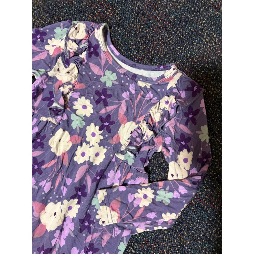 Play by Little Sleepies Purple Floral Bamboo Ruffle Romper 18-24 Months